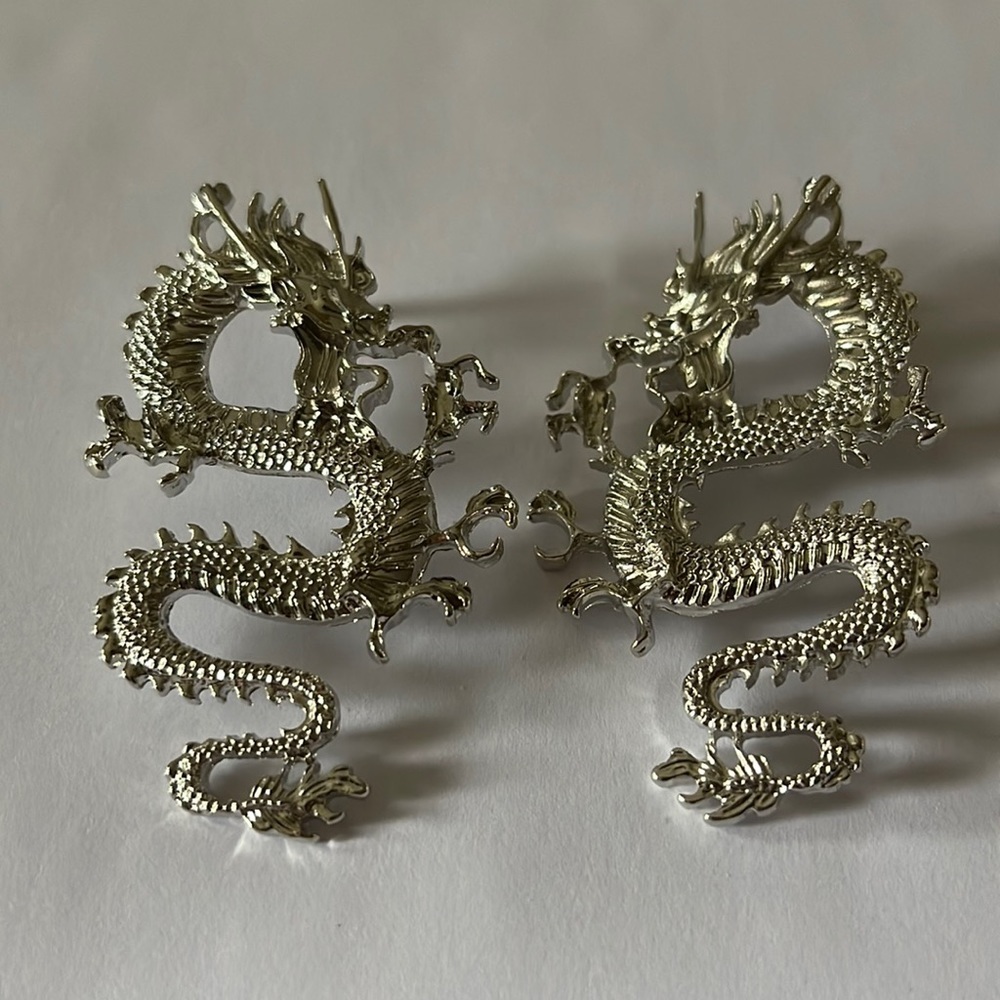 Chinese Zodiac Year of the Dragon Metallic Earrings
